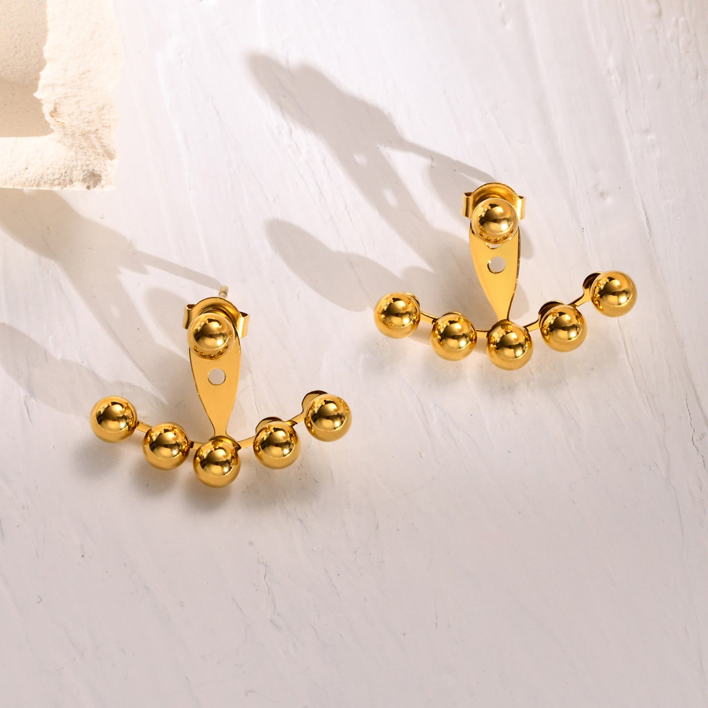 Stainless Steel Ball Earrings Gold Ladies Adjustable Wholesale