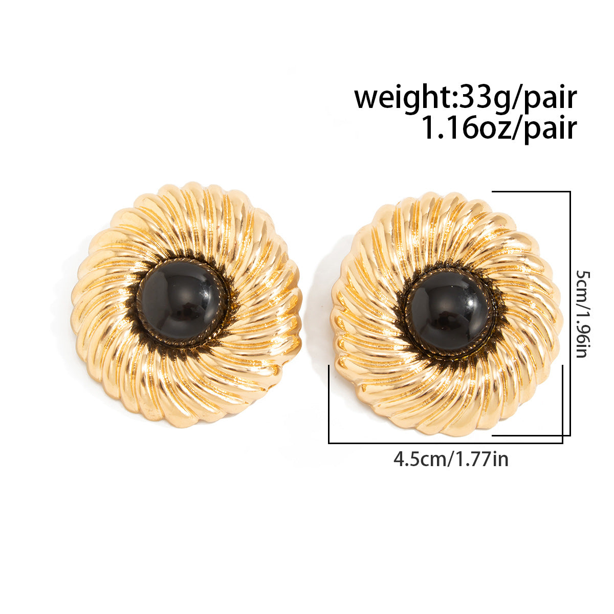 Planderful Vienna Verve Retro Exaggerated Round Gem Stud Earrings for Women Bold Geometric Jewelry