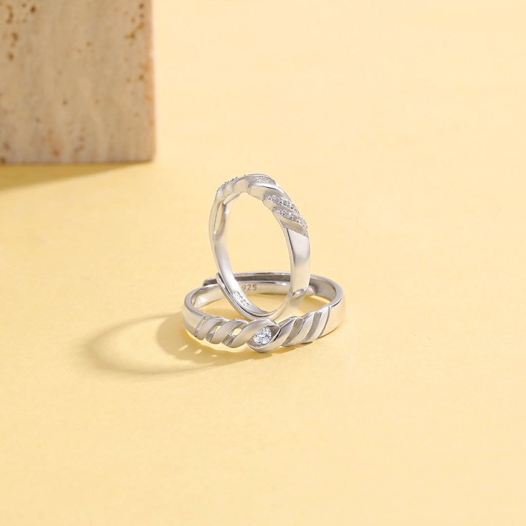 Planderful Mobius 925 Sterling Silver Couple Rings – Niche Design and Light Luxury