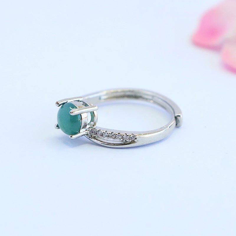 Blue Water Jadeite Double-Hoop 6 mm Ring