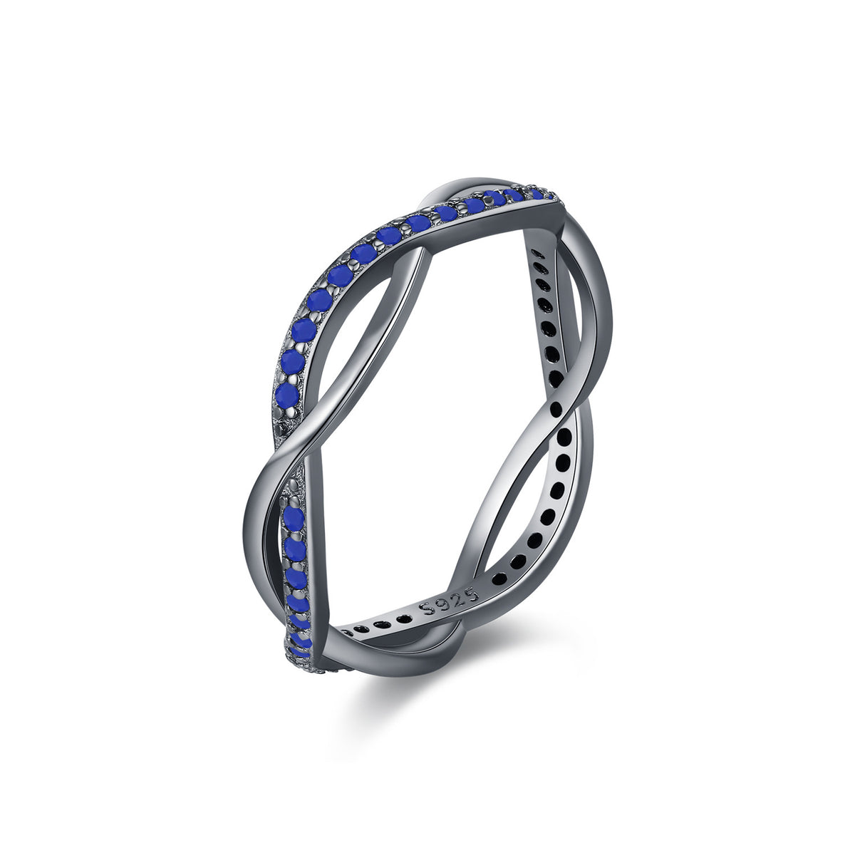 925 Sterling Silver Interwoven Pavé Zircon Ring