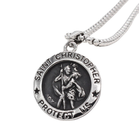 Titanium Steel Pendant Unisex Protection Charm With Ancient Greek Patron Saint Planderful