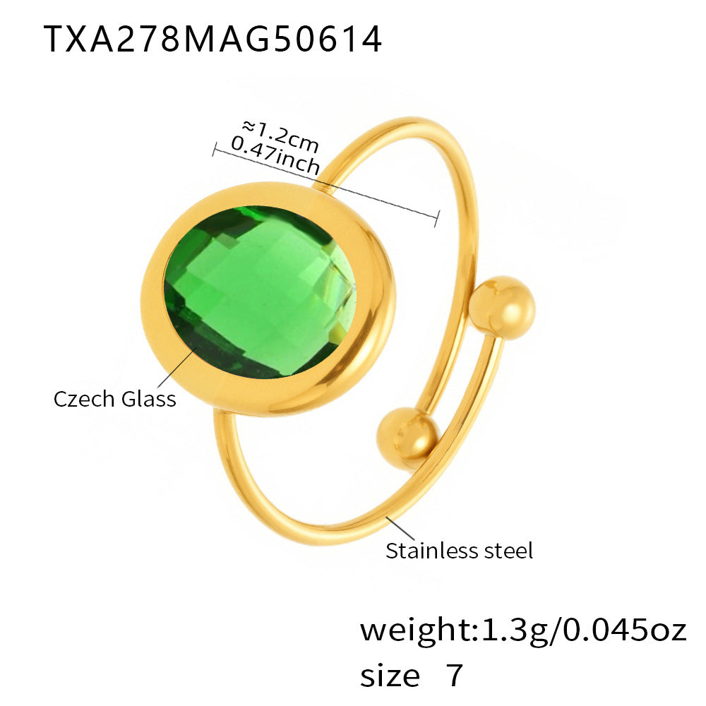 Planderful Glass Ball Index Finger Ring Gold Plated Women