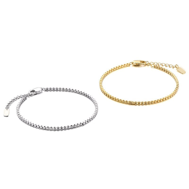 Planderful Cuban Box Chain Bracelet Steel Mens Womens