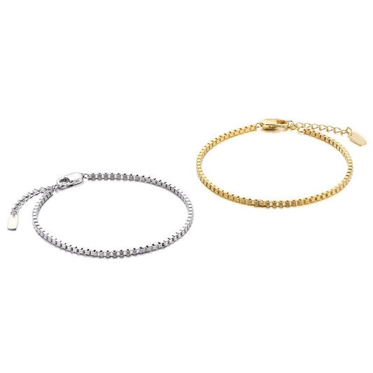 Planderful Cuban Box Chain Bracelet Steel Mens Womens