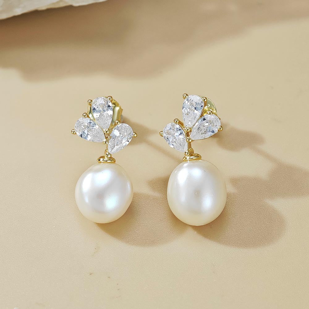 Premium Earrings S925 Sterling Silver Natural Pearl Stud Earrings Exquisite
