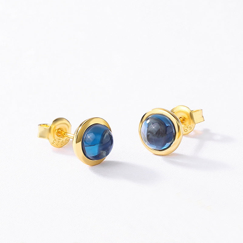 S925 Sterling Silver Garnet & Topaz Minimalist Stud Earrings