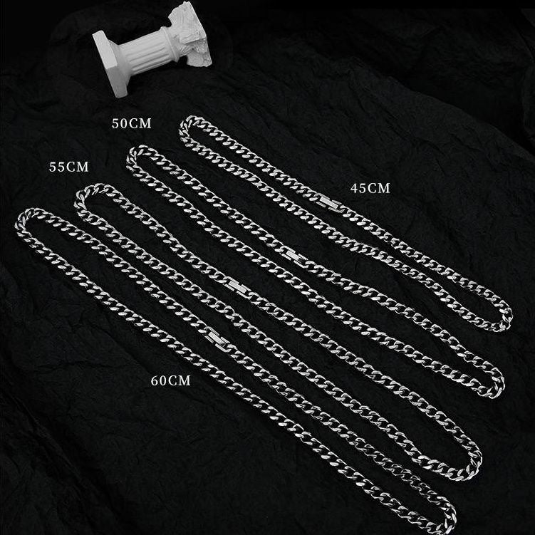 Planderful Jewelry Mens Cuban Link Necklace Stainless Steel Gunmetal Finish For Modern Street Style