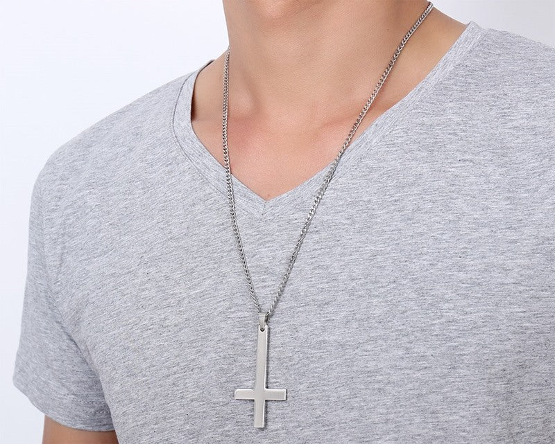 Stainless Steel Jewelry Wholesale 55MM Upside Down Cross