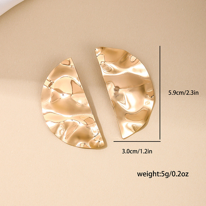 Exaggerated Texture Half Moon Earrings - Vienna Verve Collection