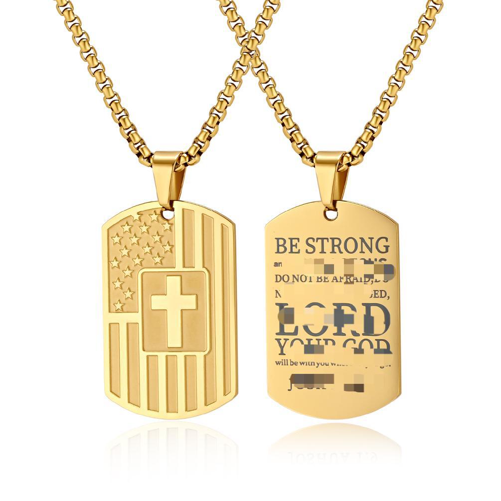 Cross & Flag Dog Tag Pendant — Two Styles
