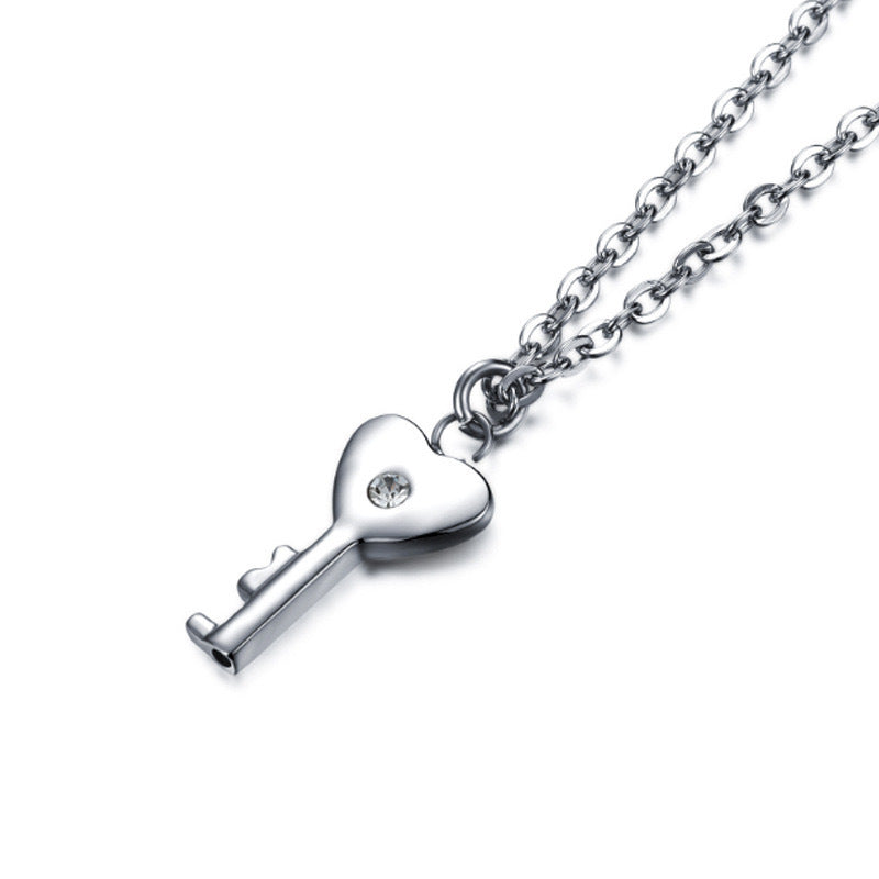 Planderful Stainless Steel Couple Jewelry Set Concentric Lock Bracelet And Necklace For Him And Her