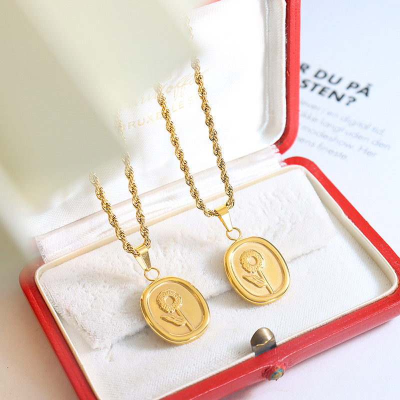 French Style Unisex Rose Gold Plated Fried Dough Twists Necklace