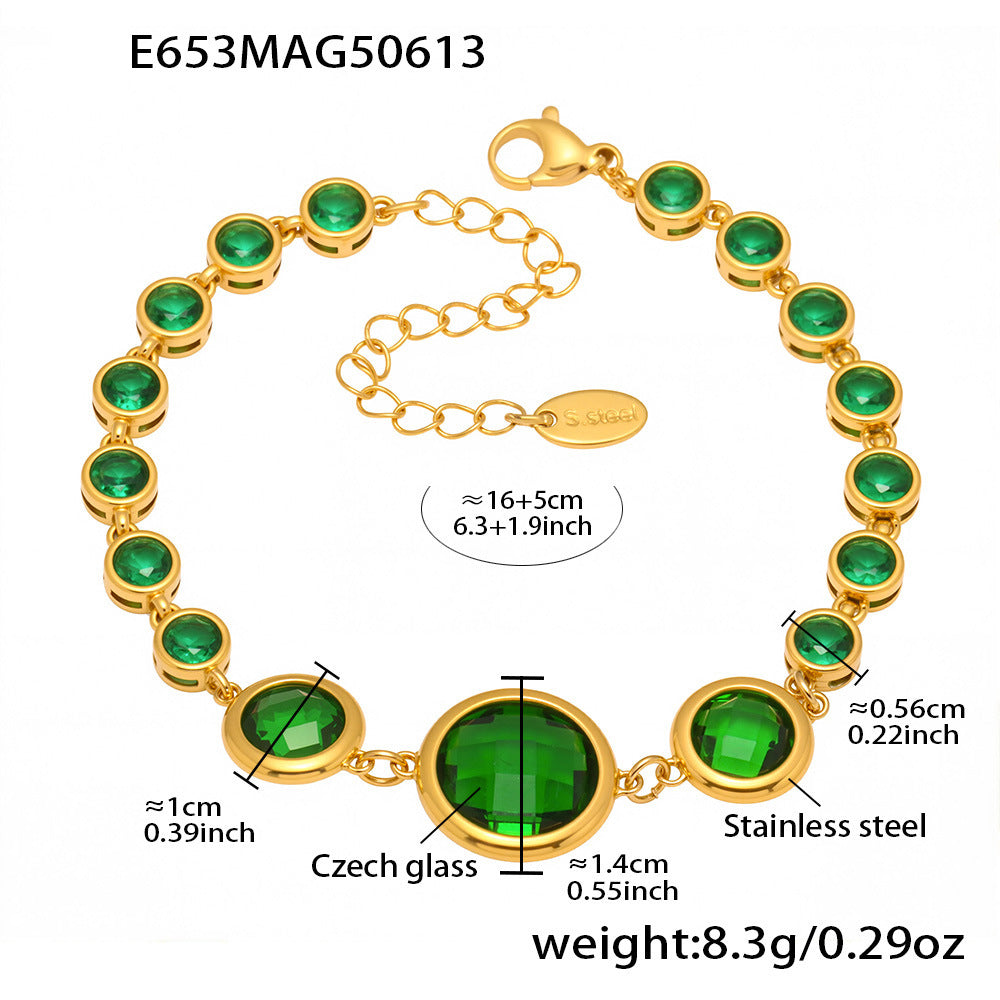 Planderful Czech Glass Bracelet For Women Luxury 18K Gold