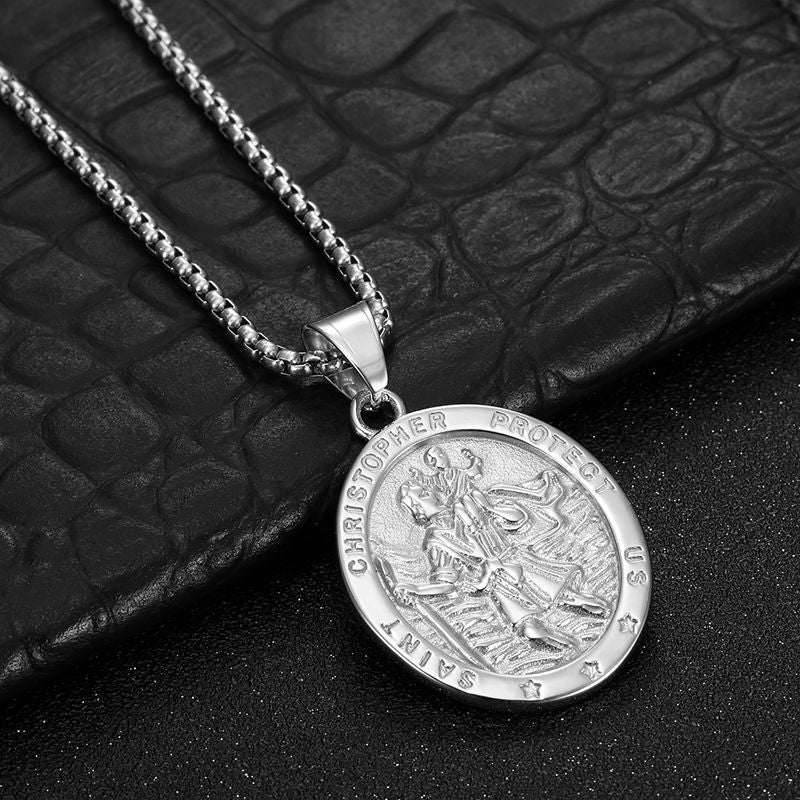 Planderful Everyday Genie St Christopher Necklace For Men Stainless Steel Non Fading Pendant