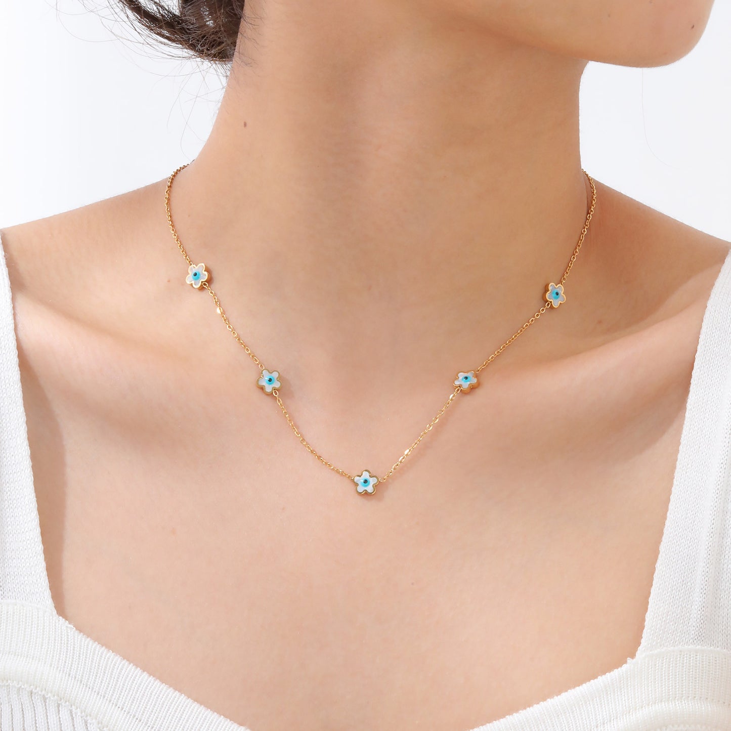 Fashion Personality Stainless Steel White Shell Necklace