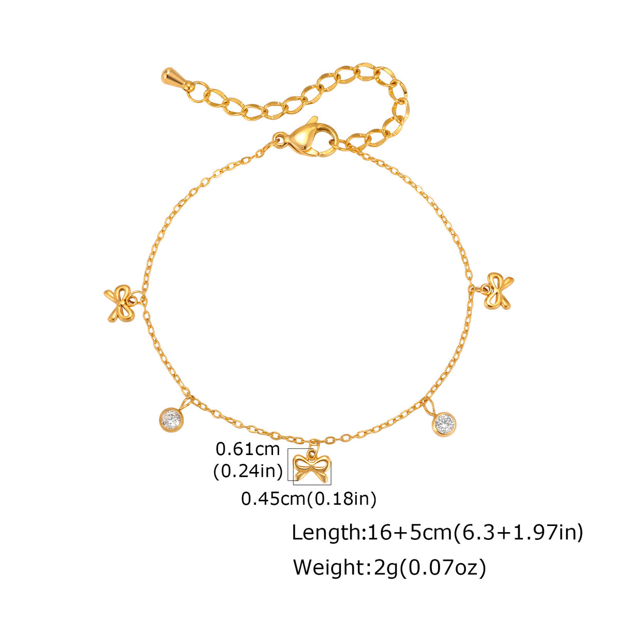 Cross Heart Gold-Plated Stainless Steel Bracelet