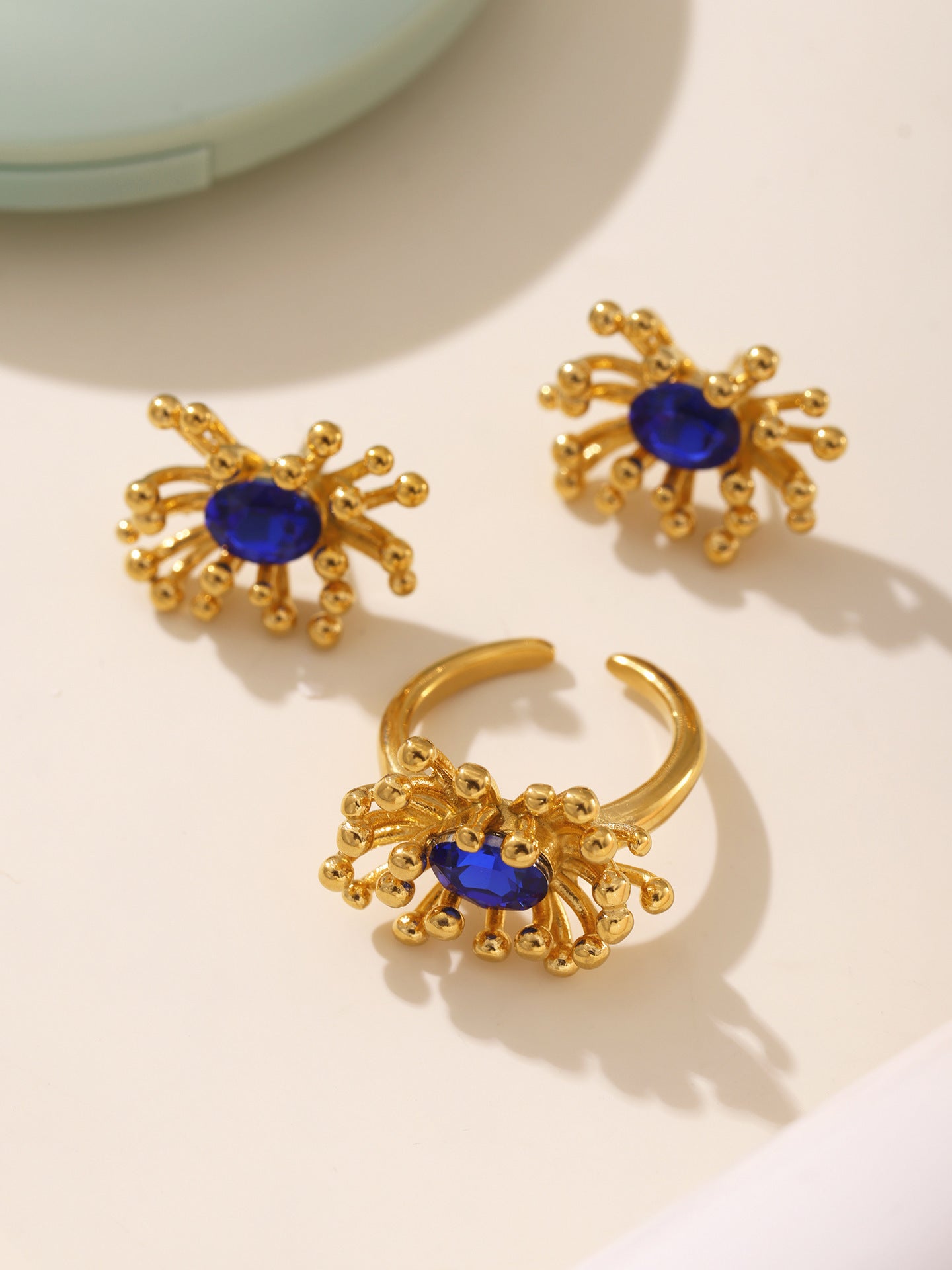 Planderful Stamen Zircon Opening Ring Stud Earrings For Her