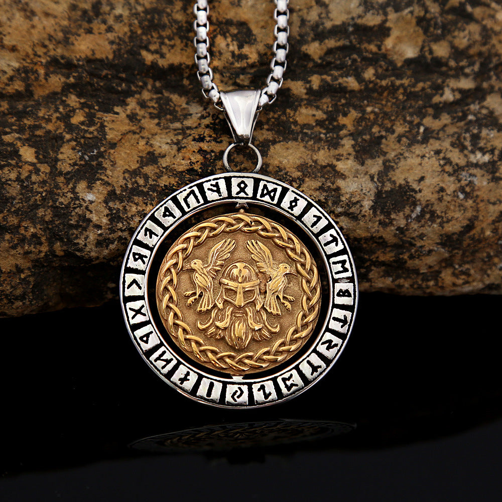 Planderful Viking Rune Letter Necklace in Titanium Steel