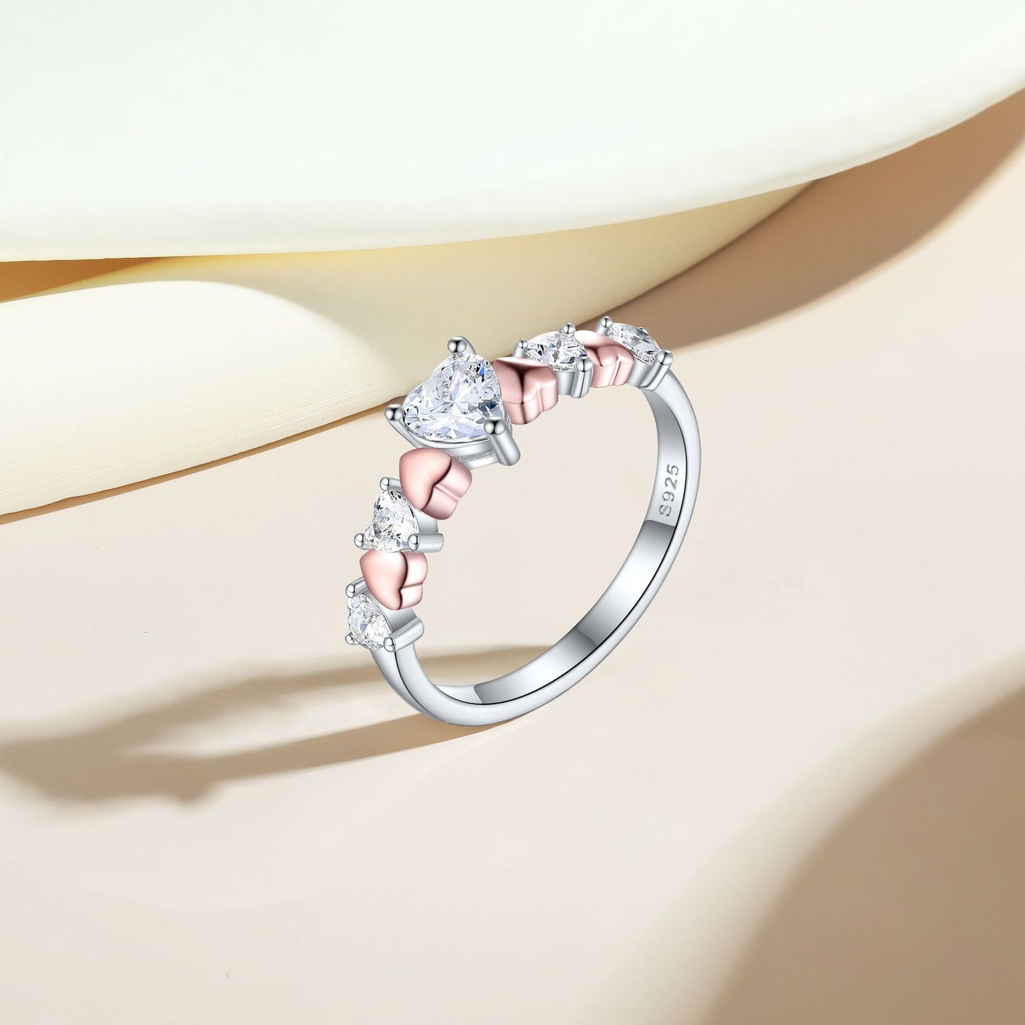 S925 Sterling Silver Heart-Shaped Love Ring Women's Design
