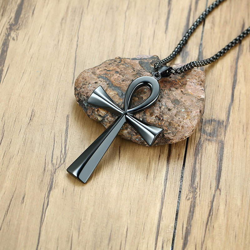 Jewelry Cross Pendant 64MM Stainless Steel Anka Gold for Men