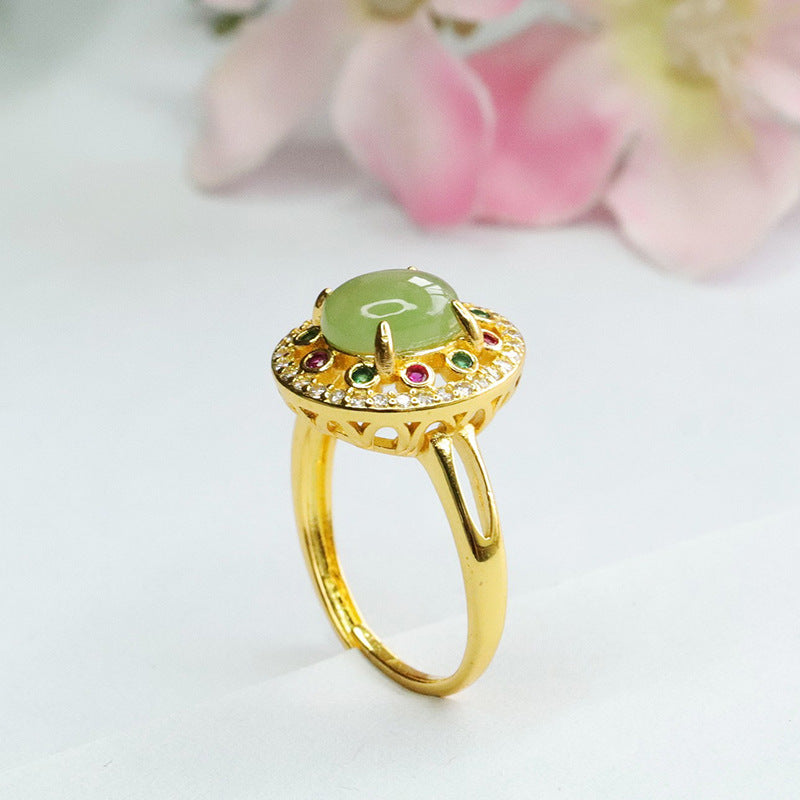 Hetian Jasper Vintage Cabochon Ring