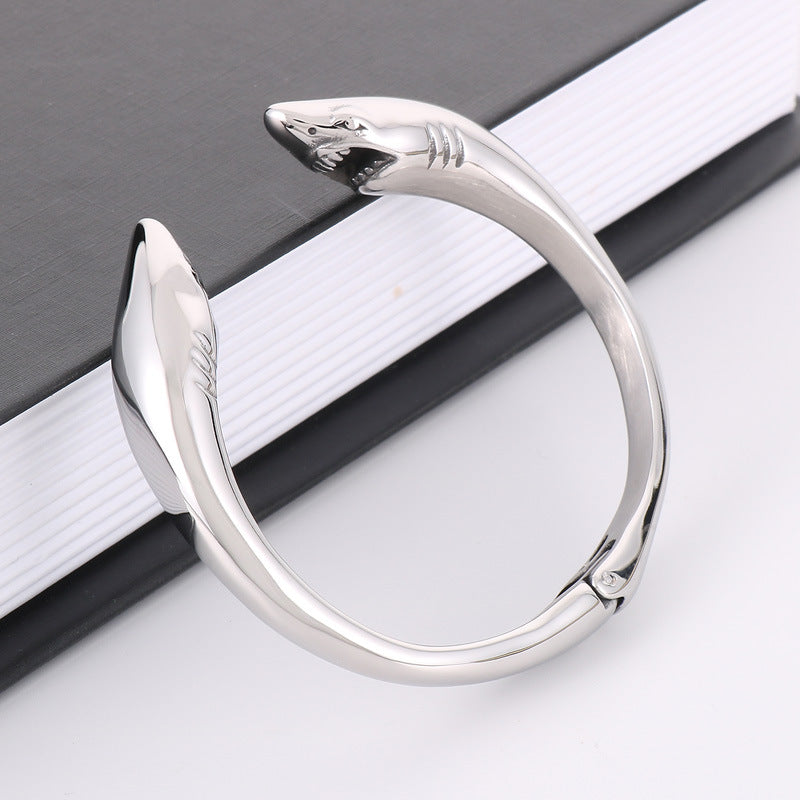Cute Animal Bracelet – Glossy Double Shark Stainless Steel Men's