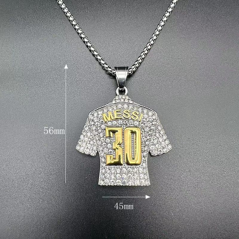 Zircon Necklace – Statement Hip Hop Football Jersey Pendant In Gold Plated Steel By Planderful