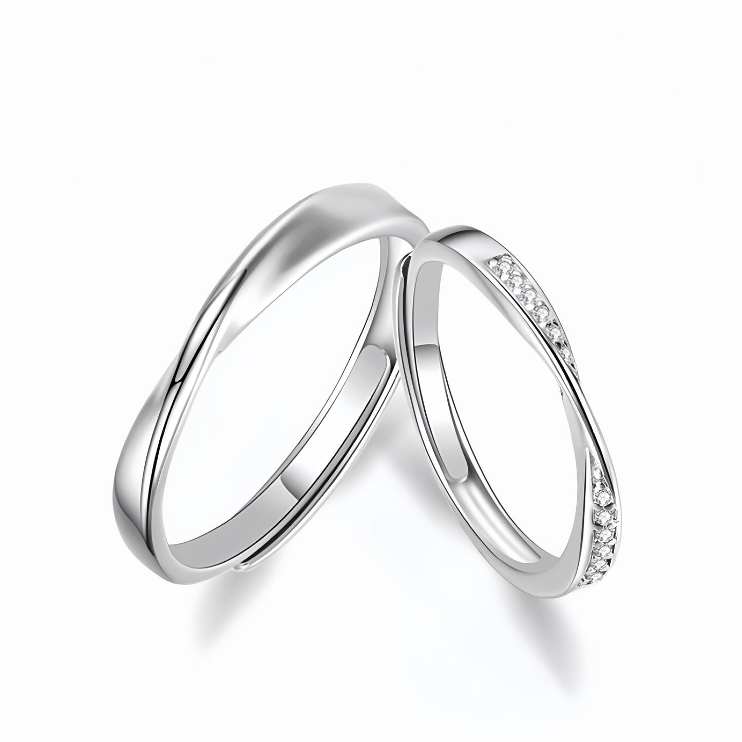 Planderful Sterling Silver Mobius Ring Adjustable Couple Ring for Partners Gift Idea
