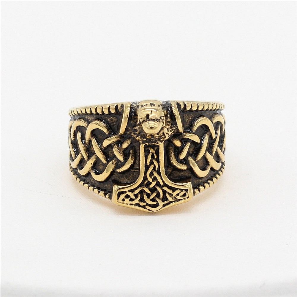 Planderful Personalized Retro Viking Titanium Steel Ring For Men And Unisex Protection Symbol