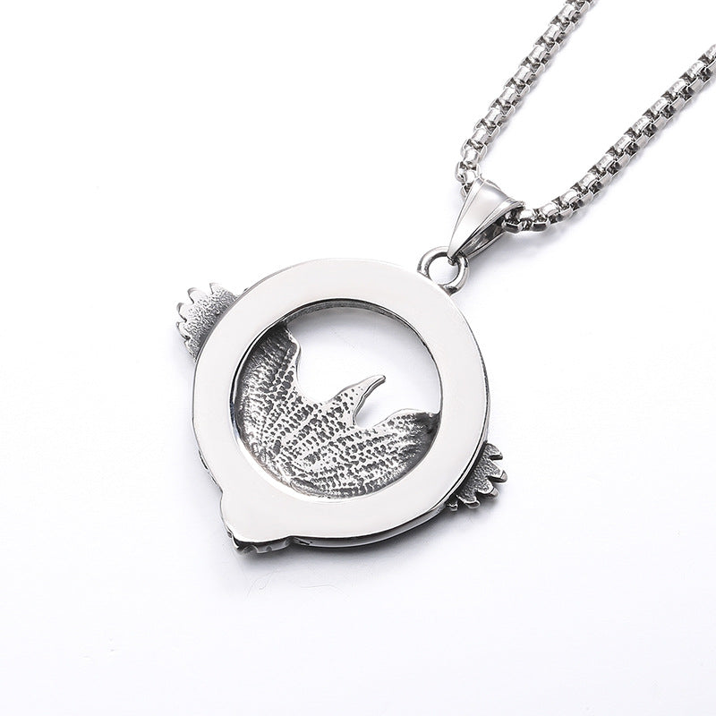 Steel Necklace - Vintage Nordic Celtic Viking Crow Pendant For Men With Bold Statement Look