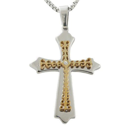 Personalized Retro Titanium Steel Cross Pendant Necklace for Men - Trendy Stainless Steel Design