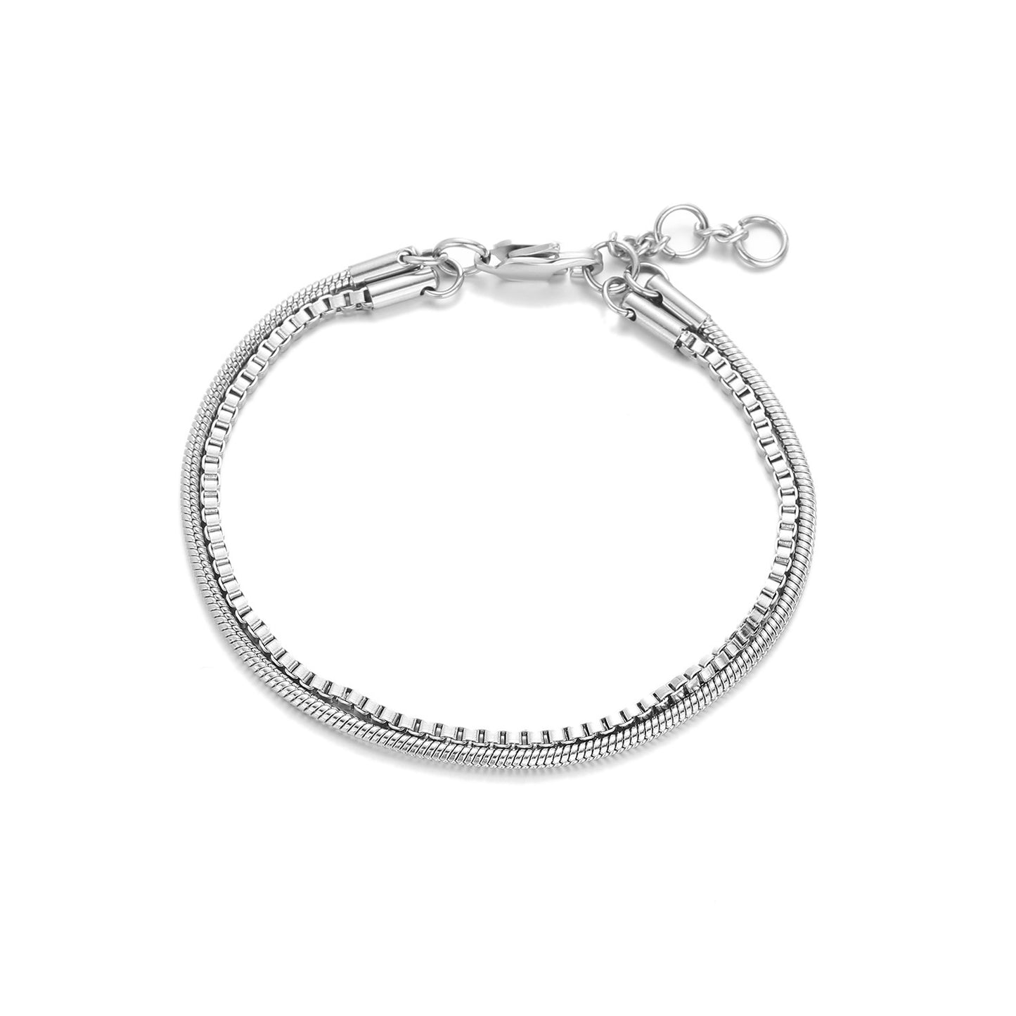 Planderful Jewelry Snake Bone Double Layer Bracelet Stainless Steel Elegant Unisex Accessory