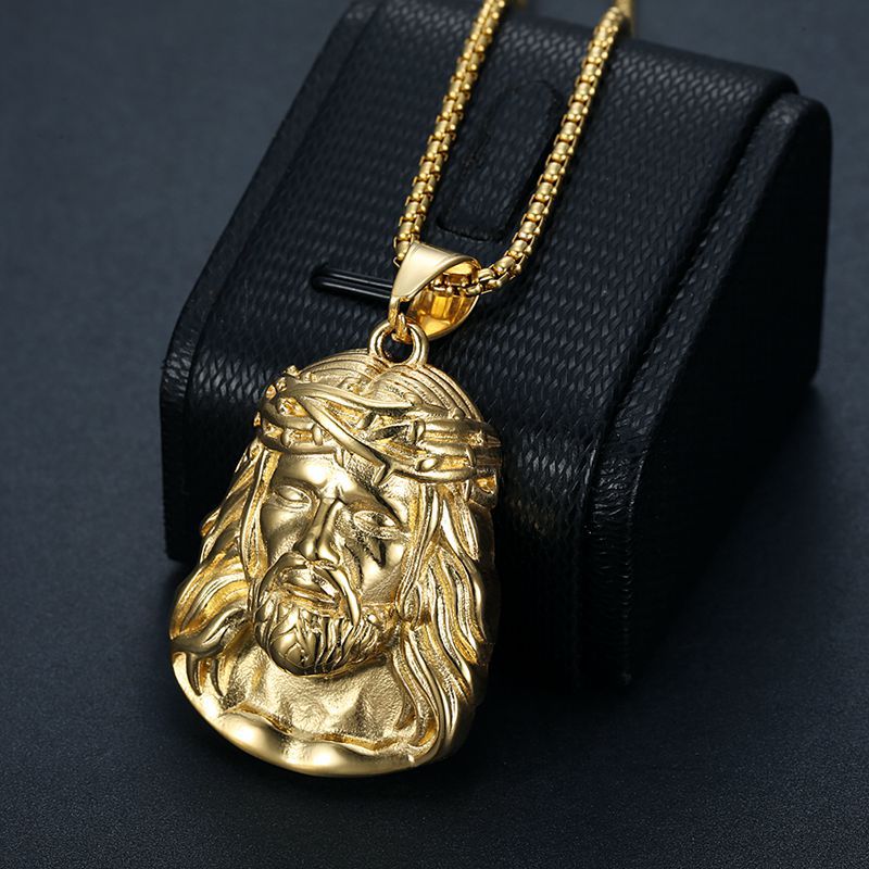 Steel Necklace - Statement Hip Hop Pendant Necklace With Gold-Plated Zircon For Everyday Streetwear