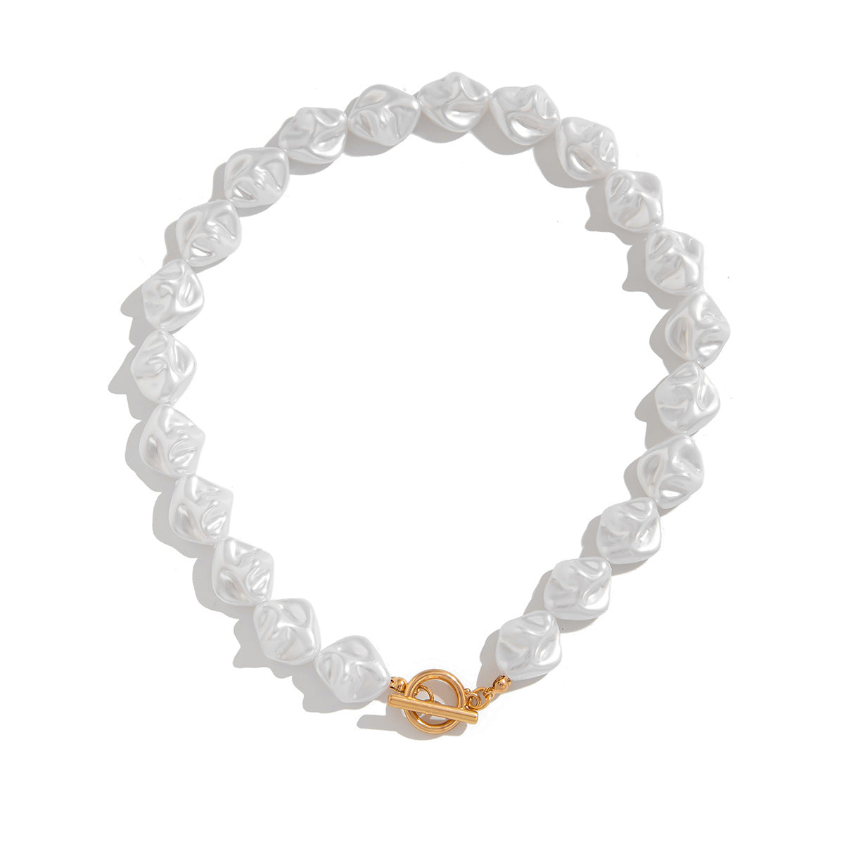 Baroque Pearl-Style Heart Toggle Necklace