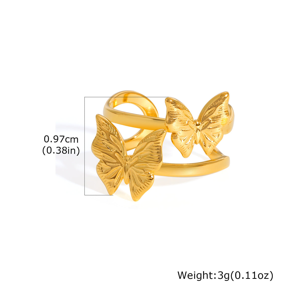 Stainless Steel Cold Wind – Butterfly Heart-Shaped Open Ring
