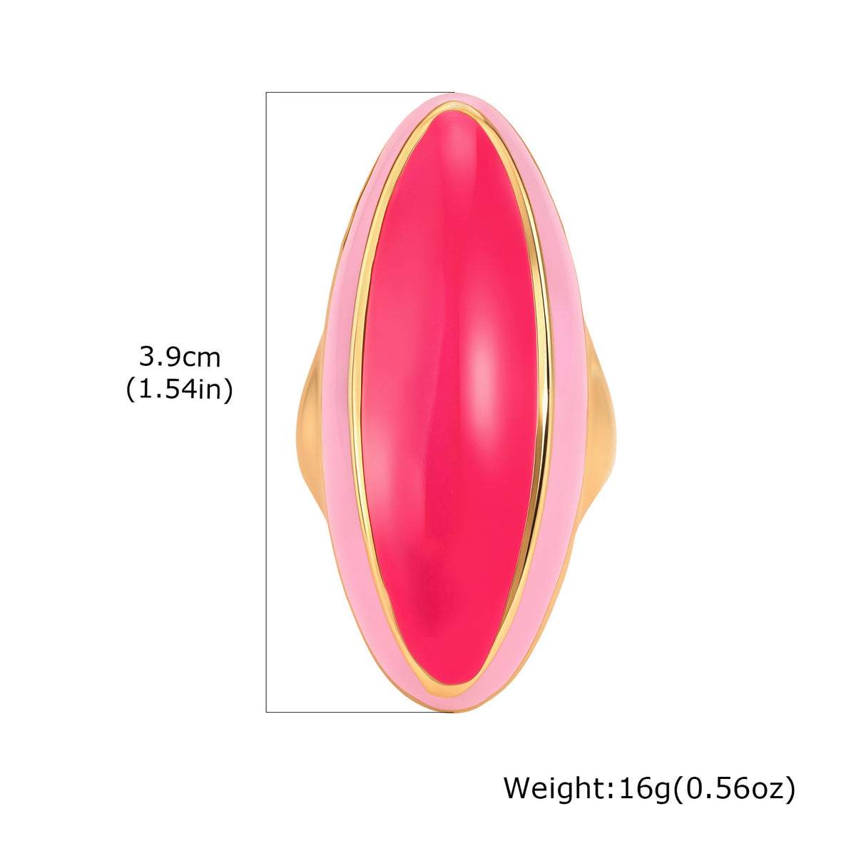 Stainless Steel Gold Rose Powder Drip Glaze Oval Ring
