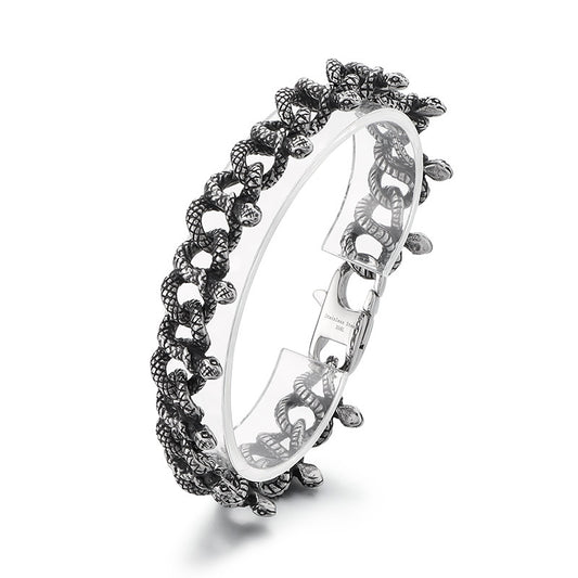 Planderful Zircon Encrusted Snake Bracelet For Men Titanium