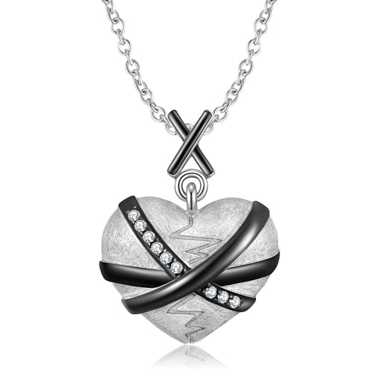 Repaired Heart Pendant Silver Necklace