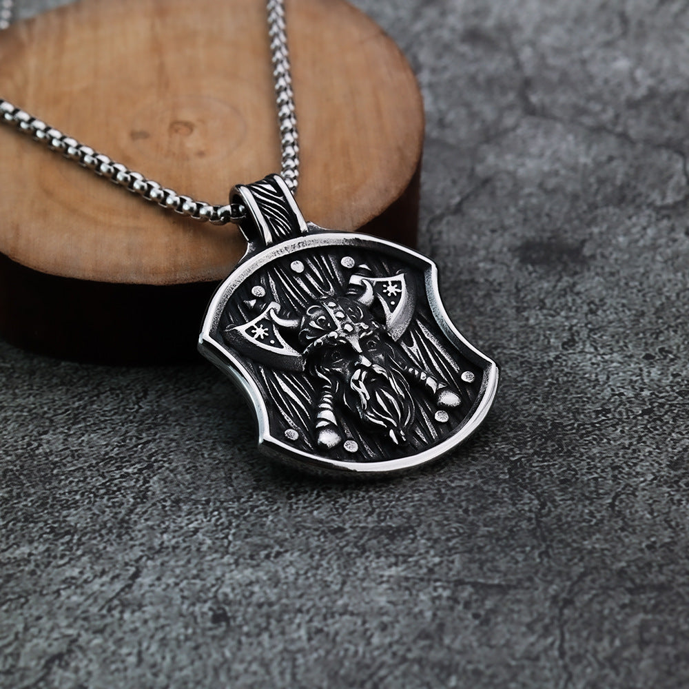 Nordic Viking Jewelry Odin Double Axe Pendant Necklace for Men