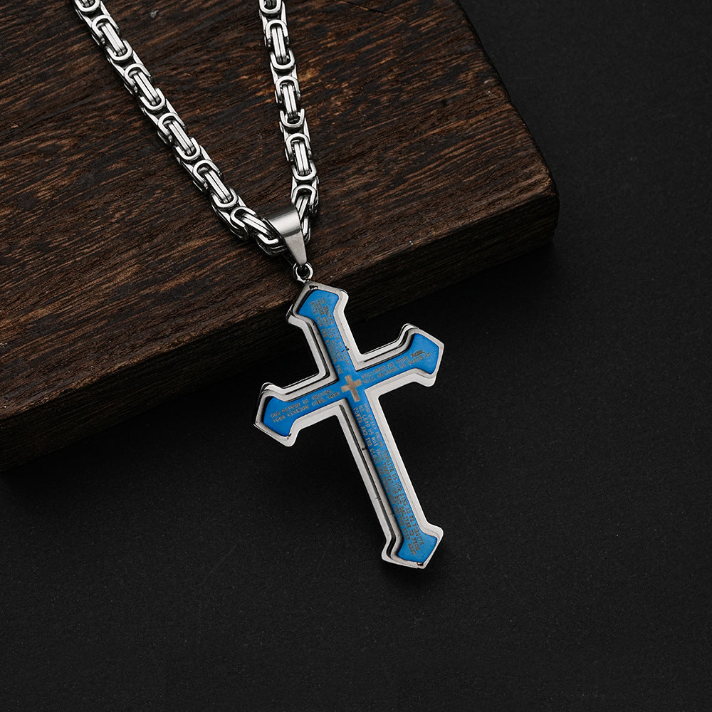1. Planderful Men's Stainless Steel Cross Necklace Multi Layer Hip Hop Pendant Chain Premium Gift