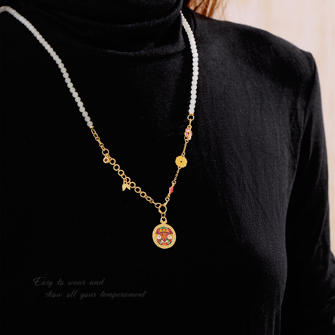 Sterling Silver Hetian Jade Safety Buckle Necklace