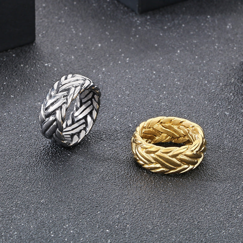 Planderful Mens Interwoven Love Ring Stainless Steel