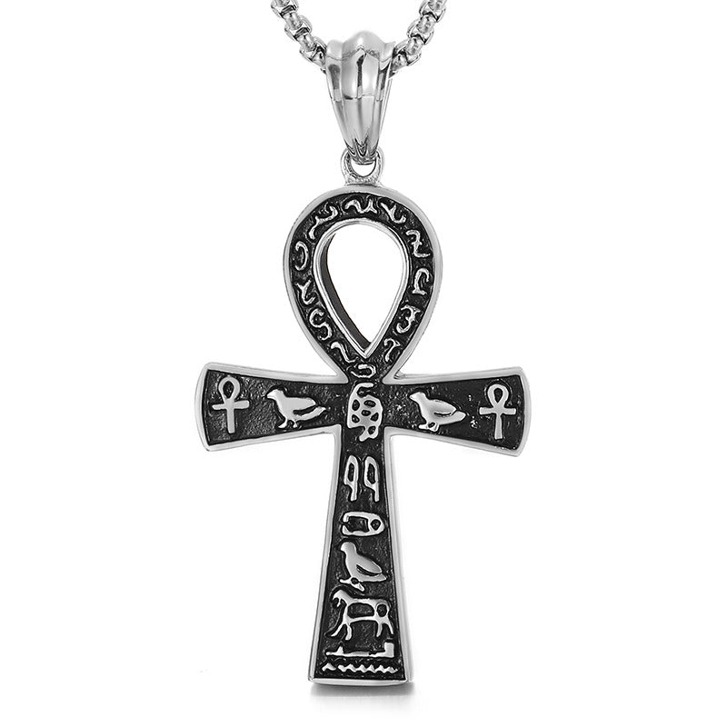 Customized Ancient Egyptian Hieroglyphic Cross Pendant for Men