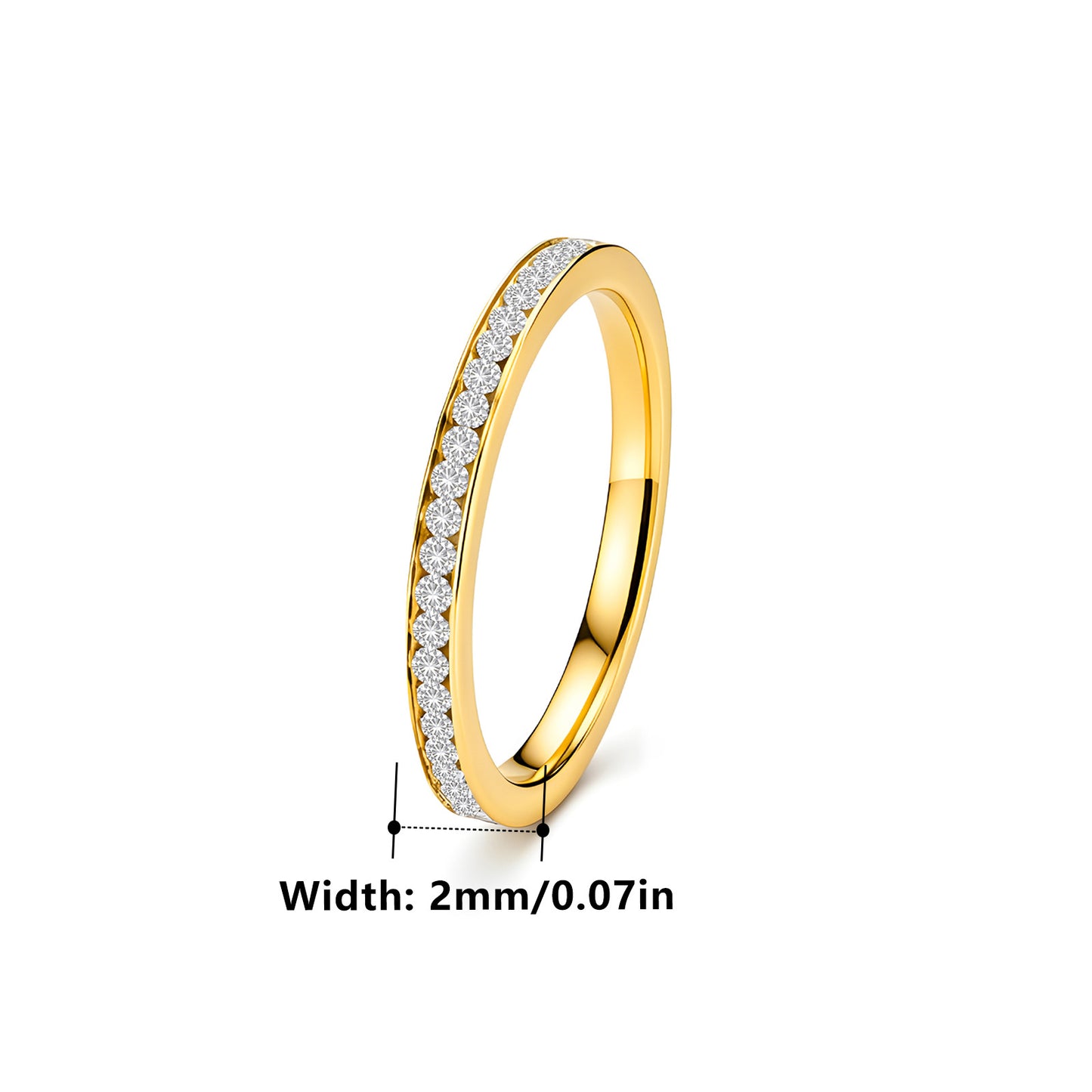 Planderful Collection Everyday Genie Stainless Steel Two Tone 2mm Zircon Ring For Couples
