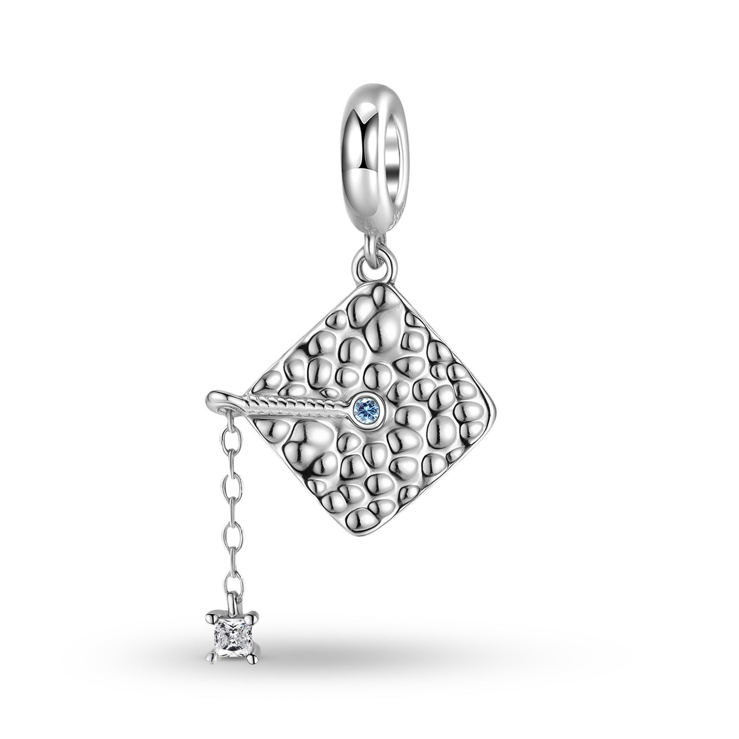 Planderful Jewelry Sterling Silver Scholar Hat Pendant Necklace Zircon Graduation Gift