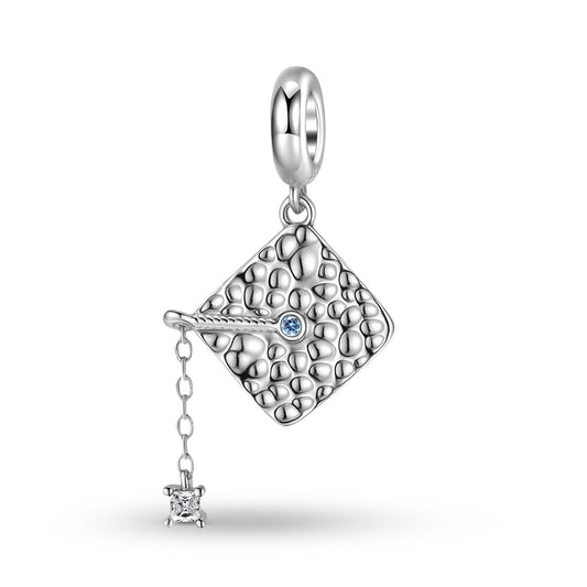 Planderful Jewelry Sterling Silver Scholar Hat Pendant Necklace Zircon Graduation Gift