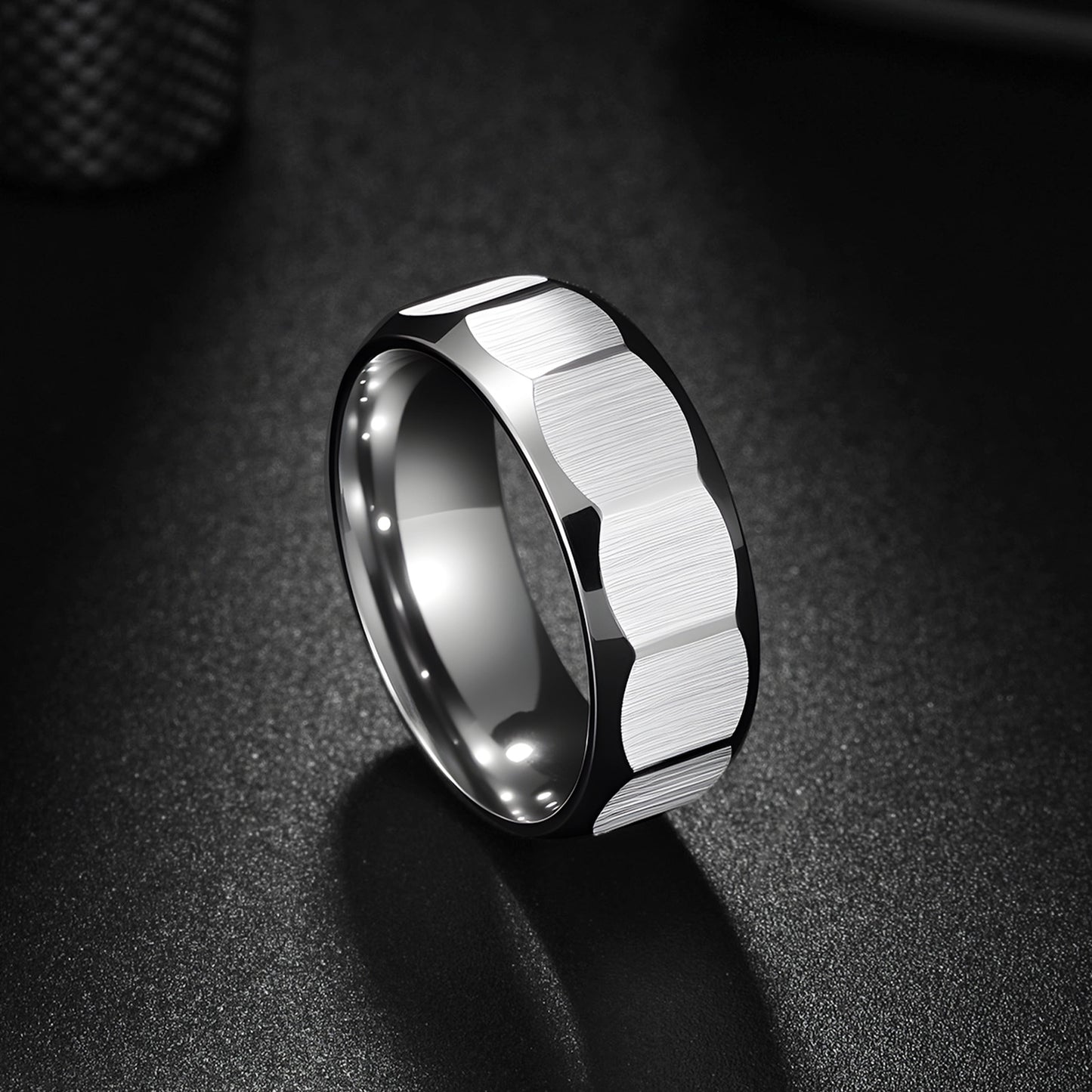 Stainless Steel Ring For Men Unisex Matte Multi Faceted Geometric Design By Planderful Everyday Genie