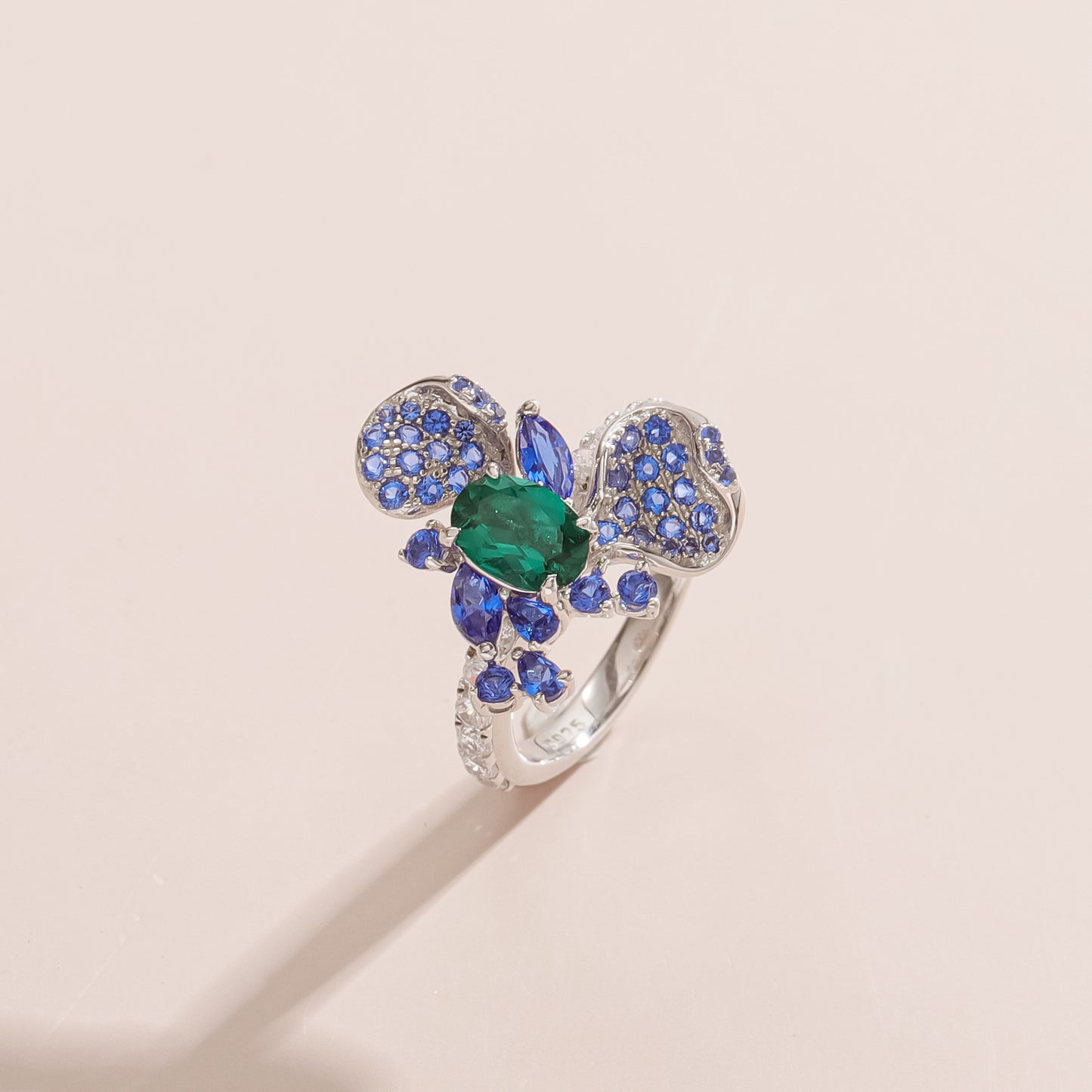 Niche Design Russian Gemstone Ring S925 Sterling Silver Set