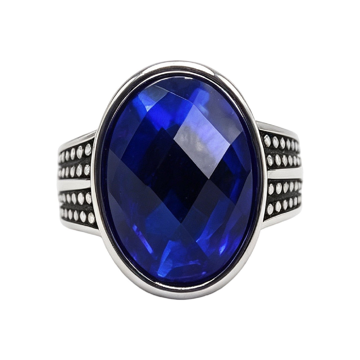 Double-Row Gemstone Titanium Steel Ring